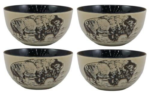 Ebros Gift Ebros Pack Of 4 American Bison Abstract Art Bowl Set Perfect For Cereal Soup
