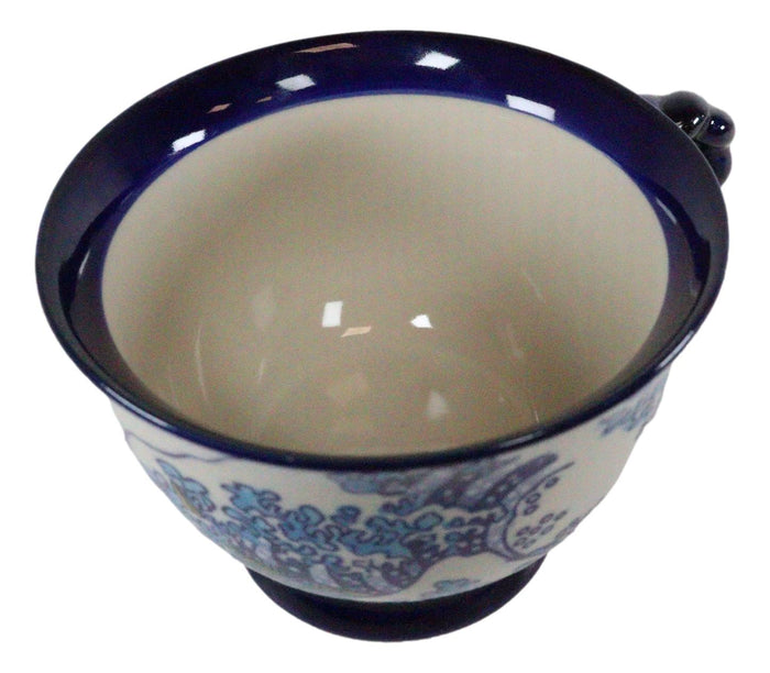 Ebros Gift Ebros Pack Of 4 Blue White Hokusai The Great Wave Ceramic 14oz Coffee/Tea Cups Mugs