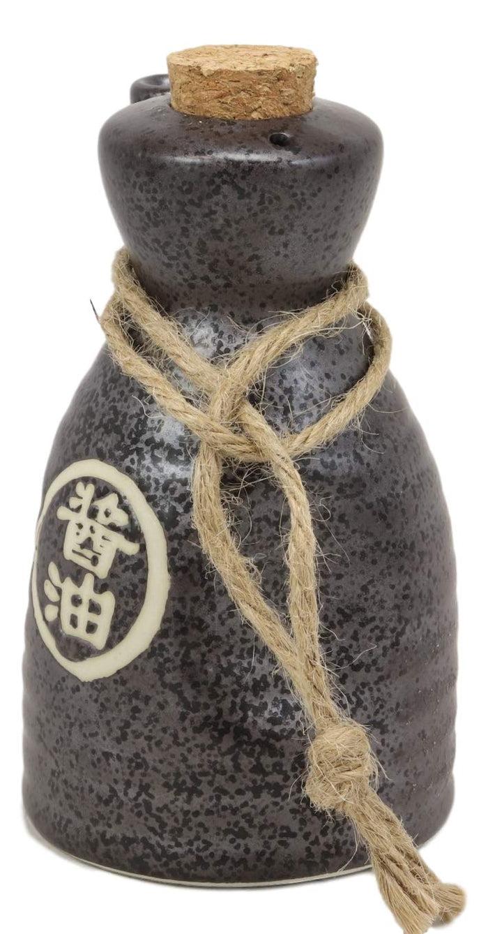 Ebros Gift Ebros Pack Of 6 Shoyu Tenmoku Porcelain Soy Sauce Condiment Dispenser Flask 7oz