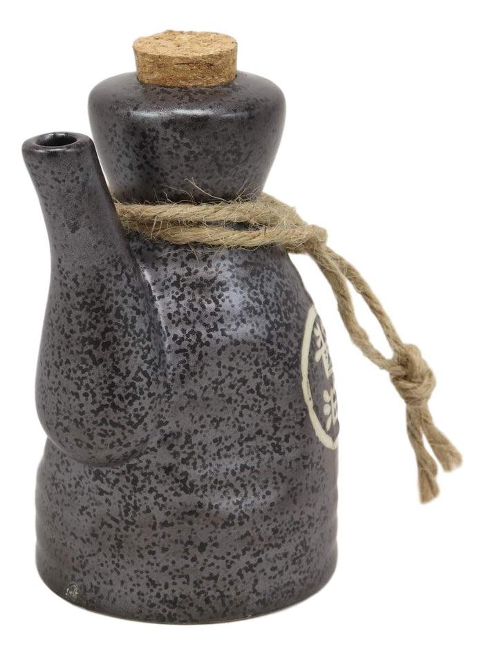 Ebros Gift Ebros Pack Of 6 Shoyu Tenmoku Porcelain Soy Sauce Condiment Dispenser Flask 7oz