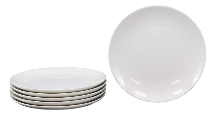 Ebros Gift Ebros Pack Of 6 White Porcelain Round Plates (7" Appetizer Dessert Side Plate)