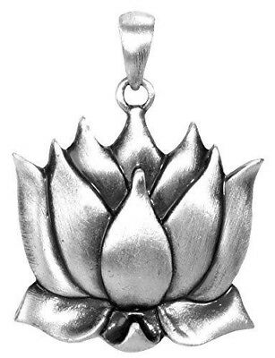 Ebros Gift Ebros Padmasana Lotus Flower Buddha Pendant Medallion Pewter Necklace Jewelry