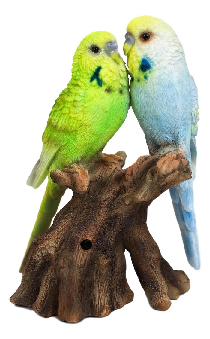 Ebros Gift Ebros Parakeets Perching On Branch With Motion Activated Bird Sound Figurine