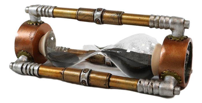 Ebros Gift Ebros Past Present & Future Steampunk Gearwork Sandtimer Black Sand Sculpture