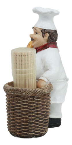 Ebros Gift Ebros Pastry Head Chef Jean Holding Bread With Faux Wicker Toothpick Holder Statue