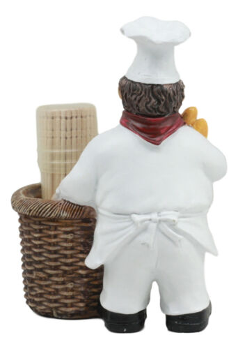 Ebros Gift Ebros Pastry Head Chef Jean Holding Bread With Faux Wicker Toothpick Holder Statue