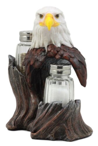 Ebros Gift Ebros Patriotic American Bald Eagle Glass Salt & Pepper Shakers Holder Figurine Set