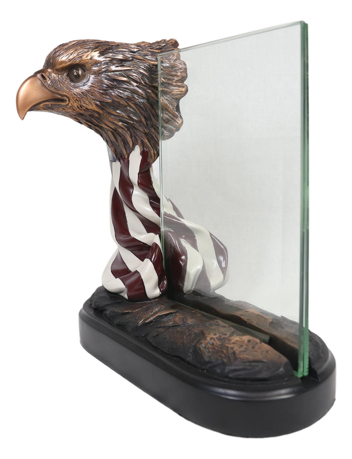 Ebros Gift Ebros Patriotic Bald Eagle Bust & American Flag Statue W/ Glass 4X6 Picture Frame