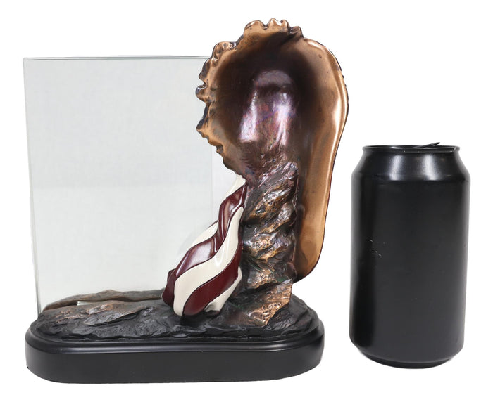 Ebros Gift Ebros Patriotic Bald Eagle Bust & American Flag Statue W/ Glass 4X6 Picture Frame