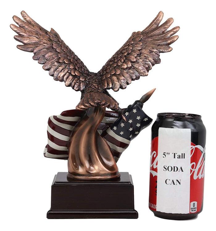 Ebros Gift Ebros Patriotic Bald Eagle With Spread Out Wings Clutching On American Flag Statue