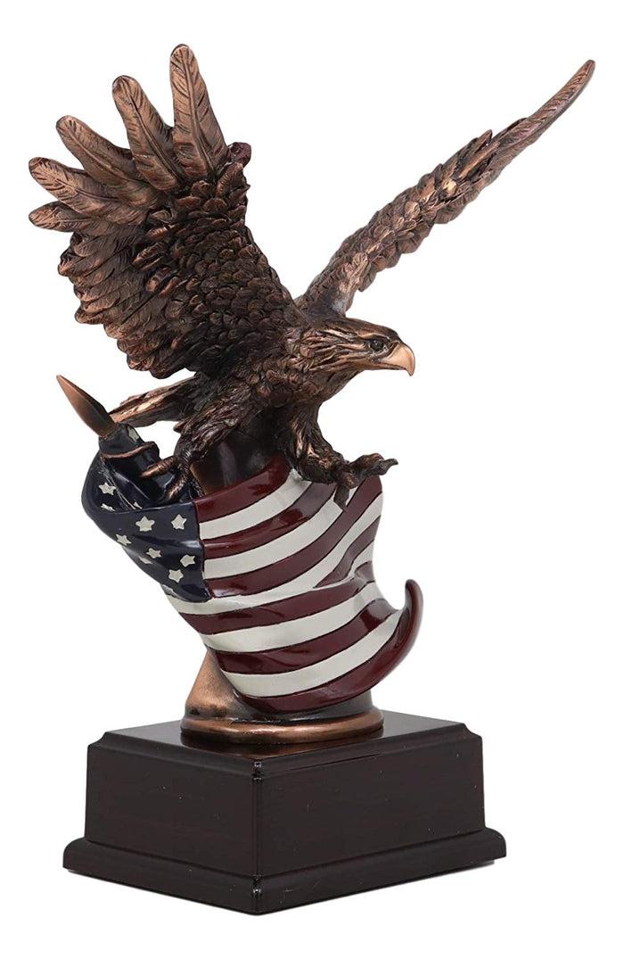 ebros gift Ebros Patriotic Bald Eagle With Spread Out Wings Clutching On American Flag Statue