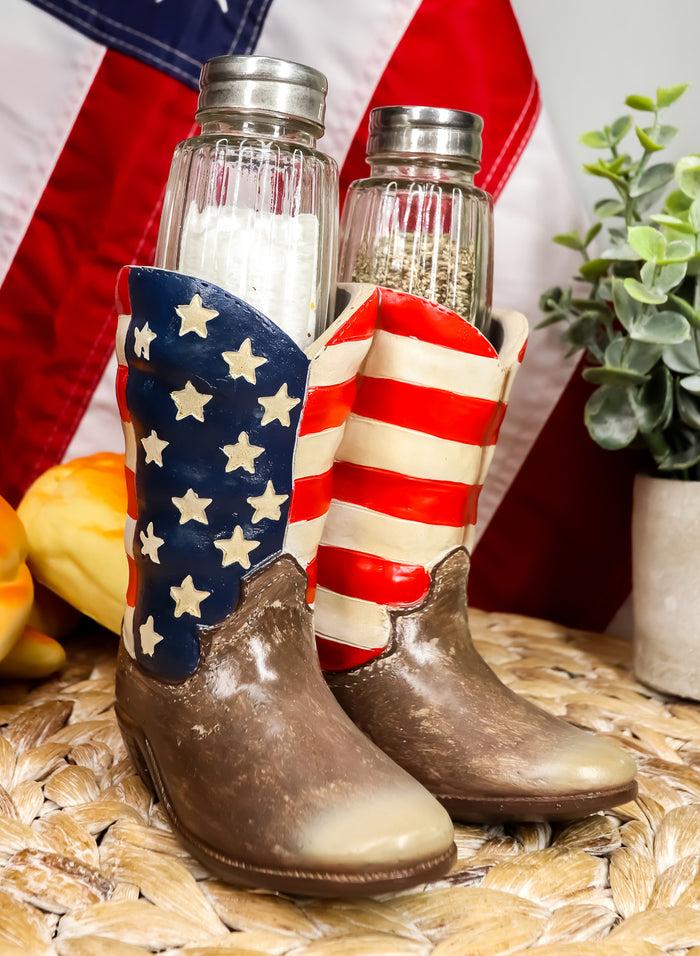 ebros gift Ebros Patriotic Stars & Stripes American Flag Boots Salt and Pepper Shaker Set