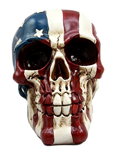 Ebros Gift Ebros Patriotic US American Flag Star Spangled Banner Skull Decorative Figurine 5.5"Long Macabre Collectible Statue Historical Pride And Prejudice Freedom Decor Of Skulls Or Halloween Themed Sculpture