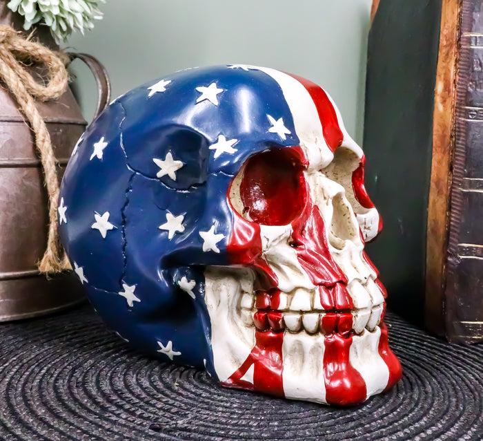 ebros gift Ebros Patriotic US American Flag Star Spangled Banner Skull Decorative Figurine 5.5"Long Macabre Collectible Statue Historical Pride And Prejudice Freedom Decor of Skulls or Halloween Themed Sculpture