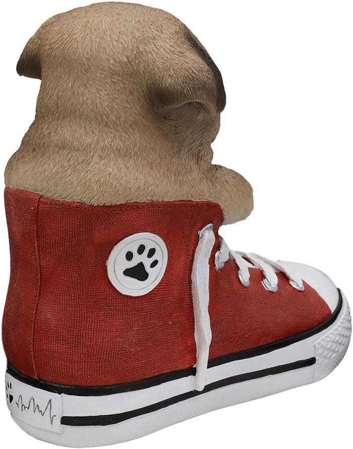 Ebros Gift Ebros 'Paw-Star' Pups Fawn Pug Dog In Sneaker With Glass Eyes Figurine