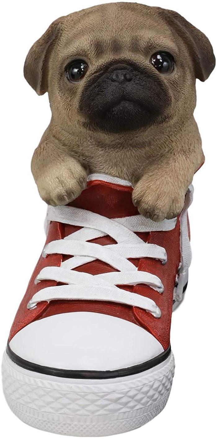 ebros gift Ebros 'Paw-Star' Pups Fawn Pug Dog in Sneaker with Glass Eyes Figurine