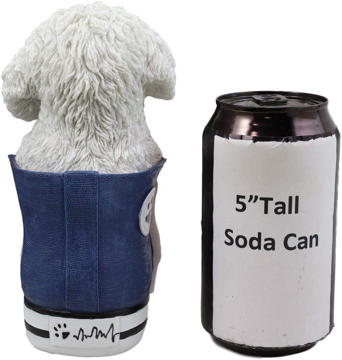 Ebros Gift Ebros 'Paw-Star' Pups Puppy Bichon Frise Dog In Sneaker With Glass Eyes Figurine