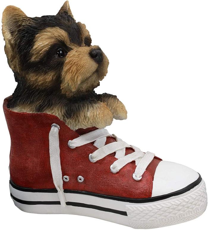 Ebros Gift Ebros Paw-Star Pups Yorkie Yorkshire Terrier In Sneaker With Glass Eyes Figurine