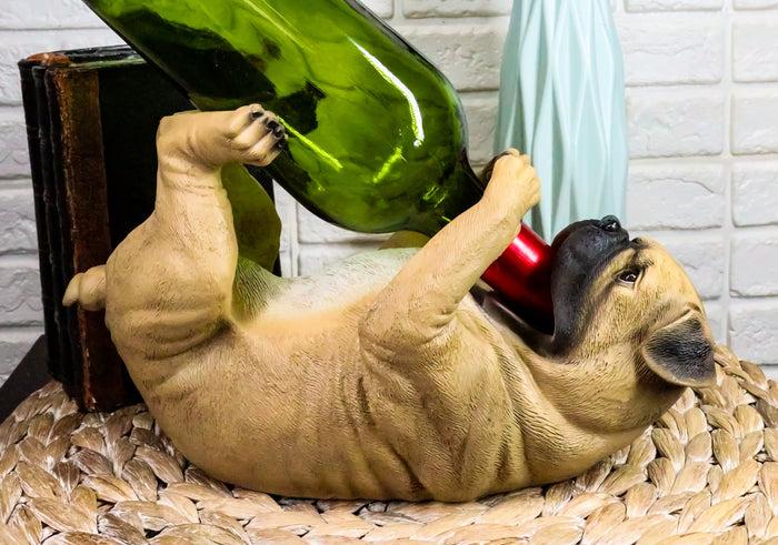ebros gift Ebros Pedigree Fawn Pug Dog Wine Bottle Holder 10" Long Home Decor