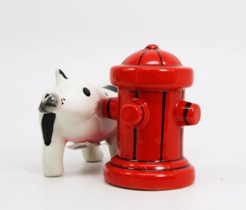 Ebros Gift Ebros Peeing Dalmatian & Fire Hydrant Ceramic Salt Pepper Shaker Magnetic Set Figurine