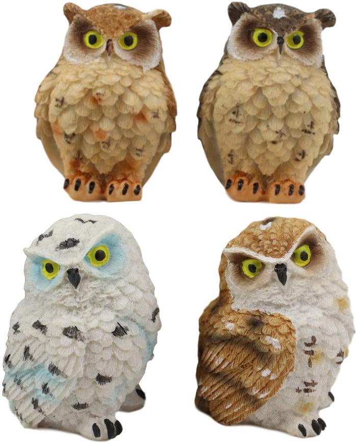 Ebros Gift Ebros Peeking Colorful Nocturnal Fat Owls Miniature Figurine Set Of 4 Whimsical