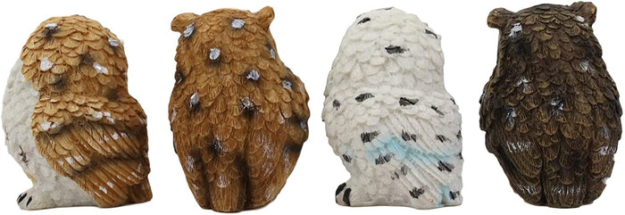 Ebros Gift Ebros Peeking Colorful Nocturnal Fat Owls Miniature Figurine Set Of 4 Whimsical