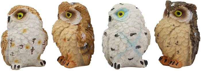 Ebros Gift Ebros Peeking Colorful Nocturnal Fat Owls Miniature Figurine Set Of 4 Whimsical