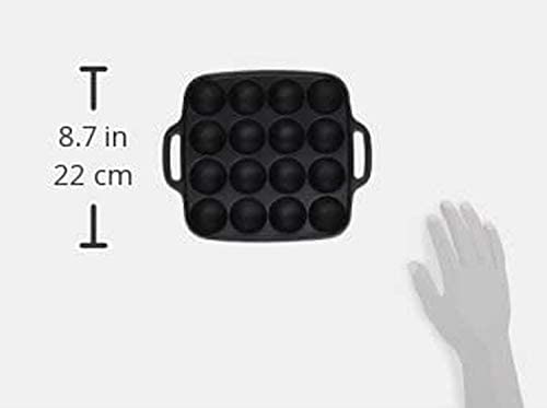 Ebros Gift Ebros Personal Traditional Cast Iron Japanese Takoyaki Plate Pan 16 Holes Grill