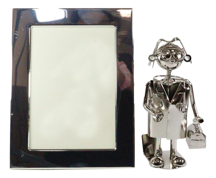 Ebros Gift Ebros Physician Doctor Metal Sculpture 5"X7" Picture Frame Vertical Horizontal Display