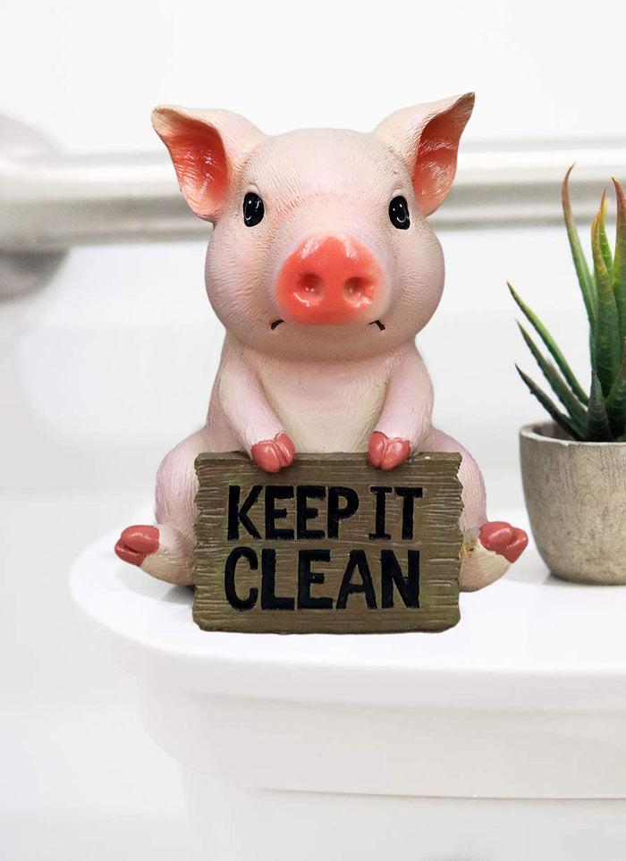 ebros gift Ebros Pink Piglet Pig With Keep It Clean Sign Decorative Toilet Seat Topper Figurine