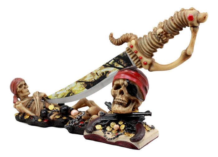 Ebros Gift Ebros Pirate Buccaneer Skeletons Letter Opener Figurine Set With Dagger Knife