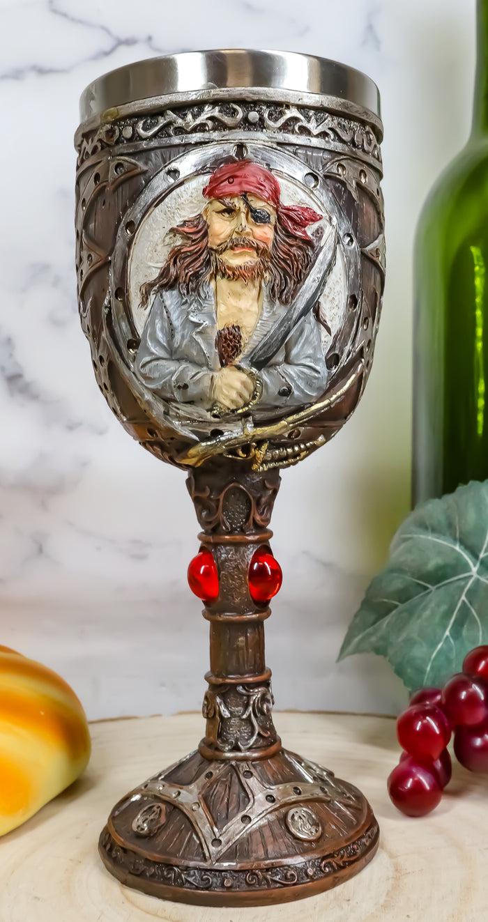 ebros gift Ebros Pirate Captain Sparrow And Hook Blunderbuss Cutlass Wine Goblet Chalice