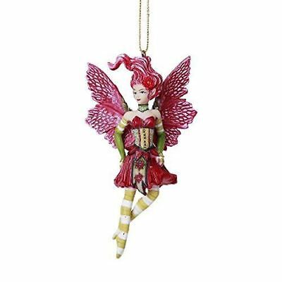ebros gift Ebros Poinsettia Fairy Hanging Ornament Amy Brown Holiday Collection