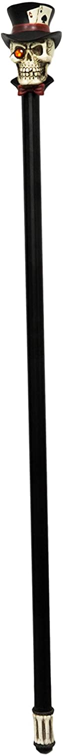 Ebros Gift Ebros Poker Skull With Top Hat Of Aces Decorative Prop Cosplay Walking Cane