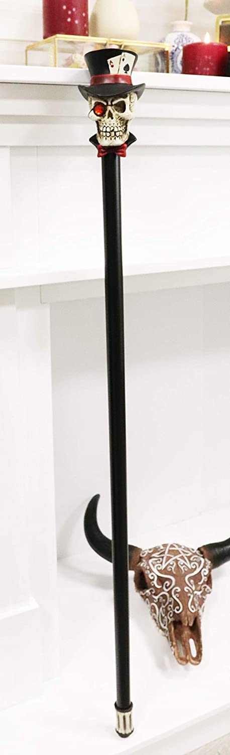 ebros gift Ebros Poker Skull with Top Hat of Aces Decorative Prop Cosplay Walking Cane