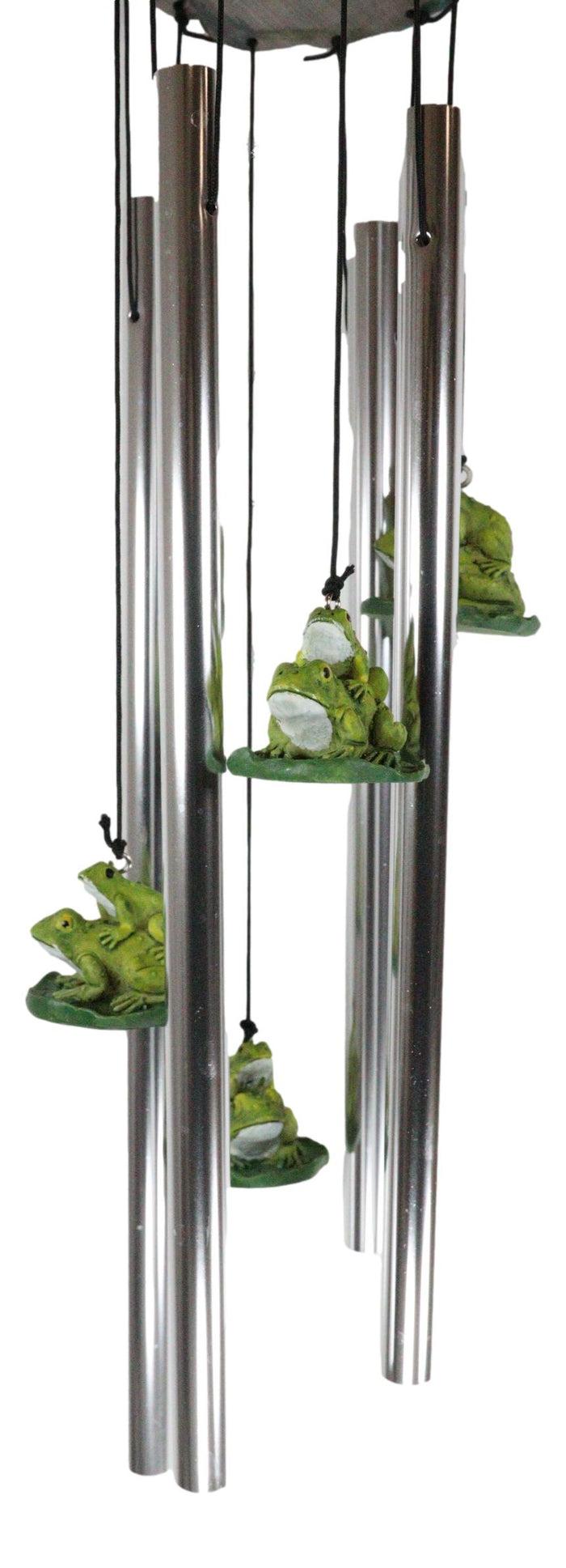 Ebros Gift Ebros Pond Green Frog Family On Lily Pads Resonant Relaxing Wind Chime Patio