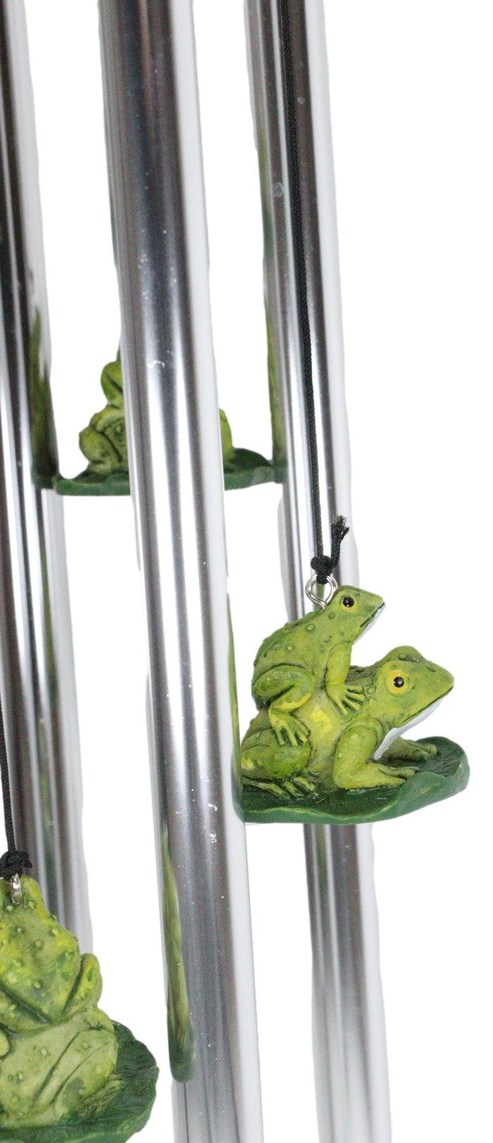 Ebros Gift Ebros Pond Green Frog Family On Lily Pads Resonant Relaxing Wind Chime Patio