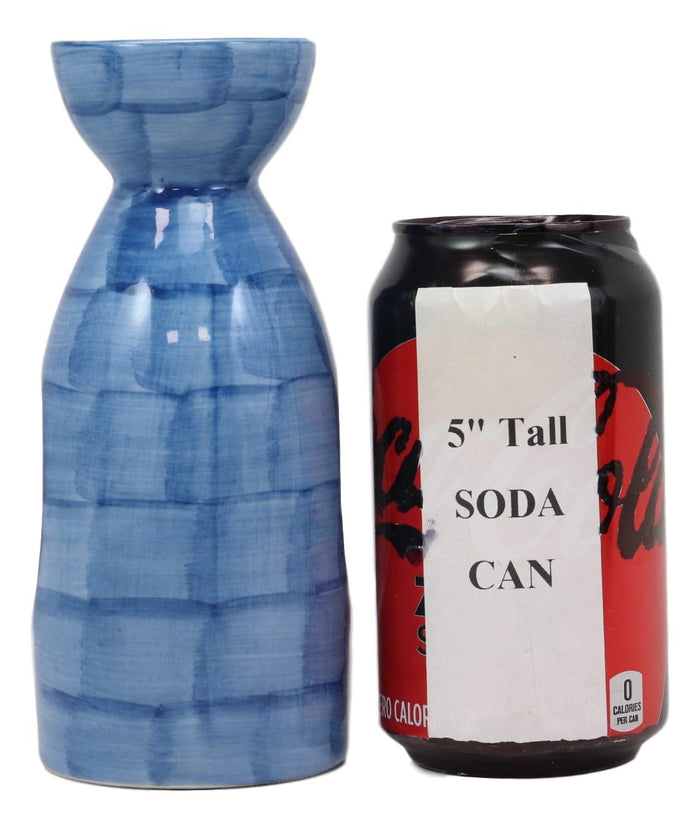 Ebros Gift Ebros Porcelain Blue Jeans & White Bamboo Japanese Sake Rice Wine Flask And 4 Cups Set