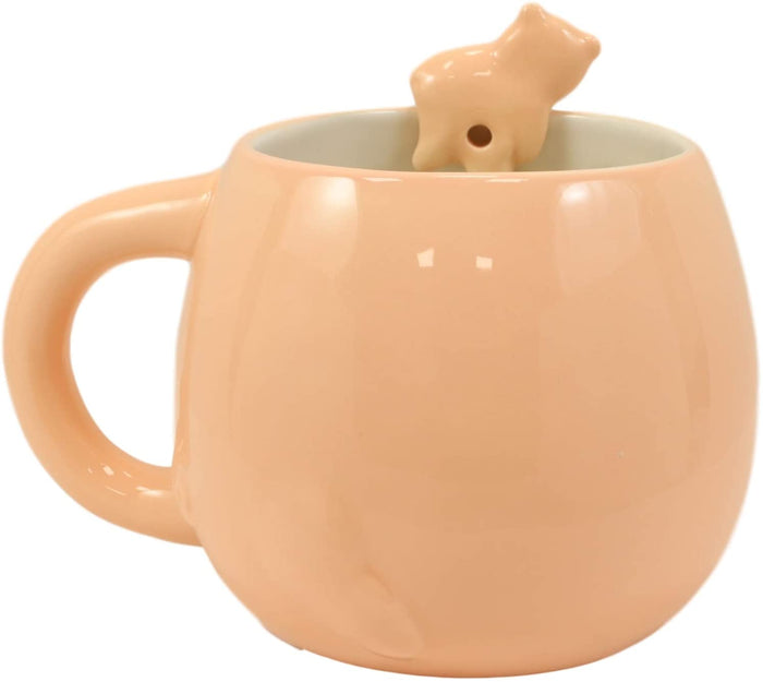 Ebros Gift Ebros Porky Bacon Pig Ceramic Coffee Mug Drink Cup With Latch On Spoon Set 16 OZ