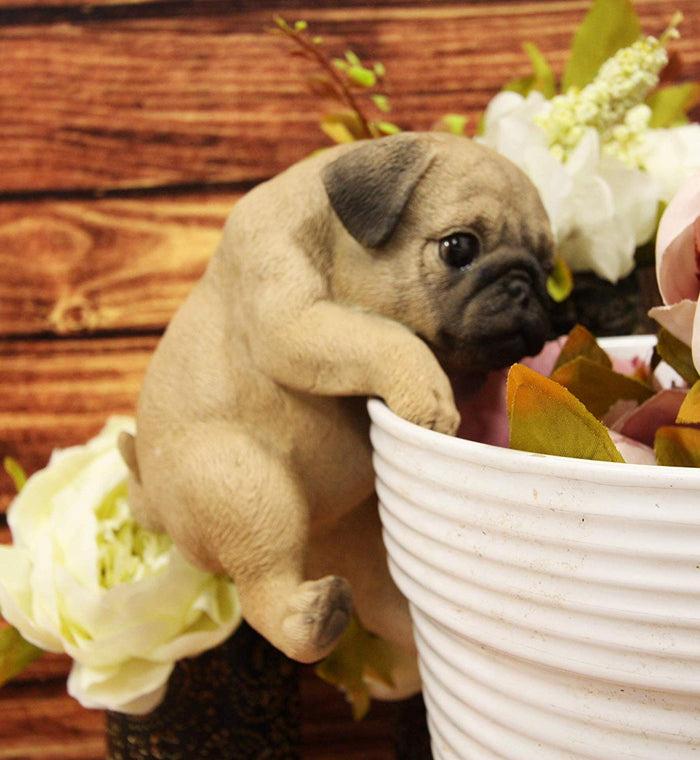 ebros gift Ebros Pot Pal Hanging Pug Puppy Pooch Dog Statue 6.5" Tall with Glass Eyes