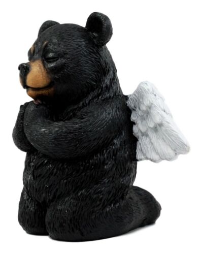 Ebros Gift Ebros Praying Winged Angel Bear Figurine 5" H Kneeling Teddy Black Bear Cub Sculpture Decor Inspirational Heavenly Decorative Piece