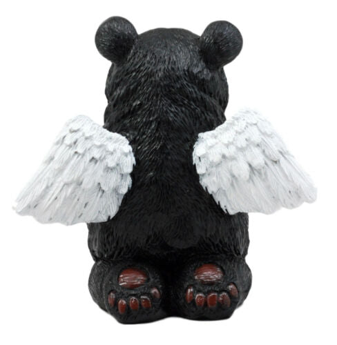 Ebros Gift Ebros Praying Winged Angel Bear Figurine 5" H Kneeling Teddy Black Bear Cub Sculpture Decor Inspirational Heavenly Decorative Piece