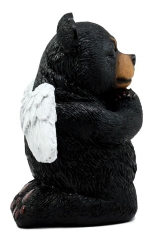 Ebros Gift Ebros Praying Winged Angel Bear Figurine 5" H Kneeling Teddy Black Bear Cub Sculpture Decor Inspirational Heavenly Decorative Piece