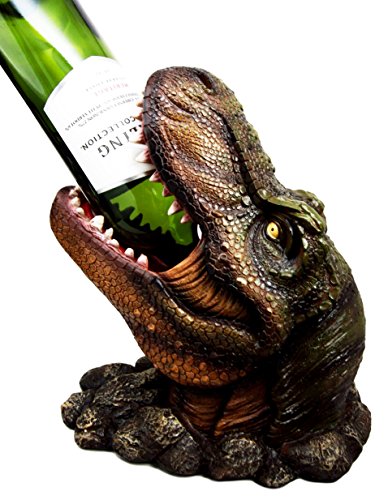 Ebros Gift Ebros Prehistoric Dinosaur Tyrannosaurus Rex Head 10.75"H Wine Bottle Holder Figurine
