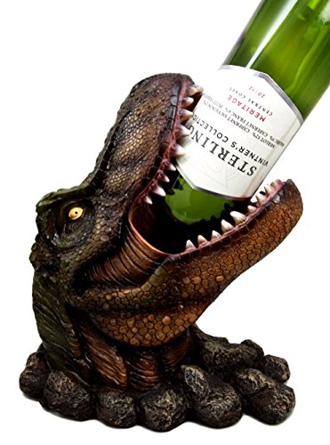 Ebros Gift Ebros Prehistoric Dinosaur Tyrannosaurus Rex Head 10.75"H Wine Bottle Holder Figurine