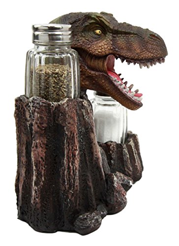 Ebros Gift Ebros Prehistoric Dinosaur Tyrannosaurus Rex Head Salt Pepper Shakers Holder Figurine