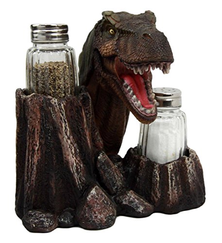 ebros gift Ebros Prehistoric Dinosaur Tyrannosaurus Rex Head Salt Pepper Shakers Holder Figurine