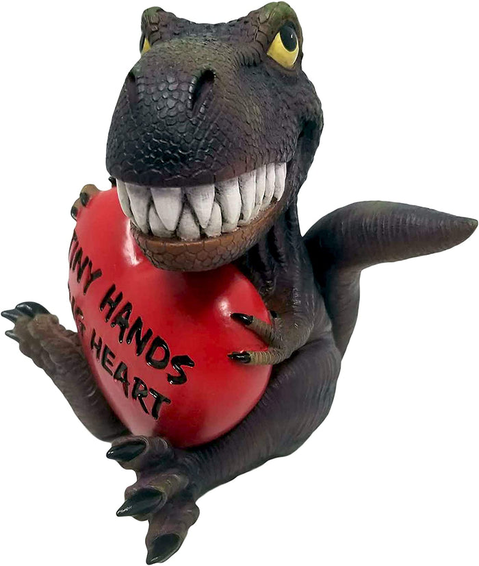 Ebros Gift Ebros Prehistoric Passion T-Rex With Big Red Heart Tiny Hands Sign Figurine 6" H
