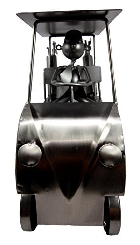 Ebros Gift Ebros Pro Golfer Riding Golf Cart Hand Made Recycled Metal Wine Bottle Holder Caddy