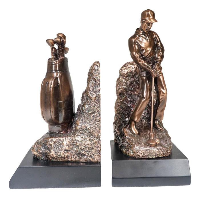 Ebros Gift Ebros Professional Golfer And Golf Caddy Bag Bookends Set Statue 8.75"Tall
